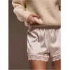 image:imageRoseSeek Womens Lace Trim Satin Shorts Shiny Elastic Waist Mini Shorts French KnickersWhite