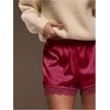 image:imageRoseSeek Womens Lace Trim Satin Shorts Shiny Elastic Waist Mini Shorts French KnickersWine Red