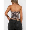 image:imageRoseSeek Womens Leopard Cheetah Sequin Strapless Bandeau Crop Tube Top Glitter Sleeveless Summer Going Out TopsBrown