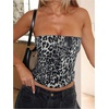 image:imageRoseSeek Womens Leopard Cheetah Sequin Strapless Bandeau Crop Tube Top Glitter Sleeveless Summer Going Out TopsGrey