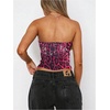 image:imageRoseSeek Womens Leopard Cheetah Sequin Strapless Bandeau Crop Tube Top Glitter Sleeveless Summer Going Out TopsPink