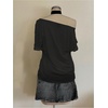 image:imageRoseSeek Womens Off The Shoulder Goth Graphic Tees Short Sleeve Asymmetrical Oversized Y2K T ShirtsBlack