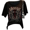 image:imageRoseSeek Womens Off The Shoulder Goth Graphic Tees Short Sleeve Asymmetrical Oversized Y2K T ShirtsBlack Graphic