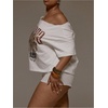 image:imageRoseSeek Womens Oversized Off Shoulder Graphic Tees  Short Sleeve Bow Letter Print T Shirts Y2K TopsMulticolor