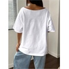 image:imageRoseSeek Womens Oversized Off Shoulder Graphic Tees  Short Sleeve Bow Letter Print T Shirts Y2K TopsStrawberry White