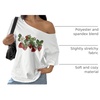image:imageRoseSeek Womens Oversized Off Shoulder Graphic Tees  Short Sleeve Bow Letter Print T Shirts Y2K TopsStrawberry White