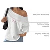 image:imageRoseSeek Womens Oversized Off Shoulder Graphic Tees  Short Sleeve Bow Letter Print T Shirts Y2K TopsWhite