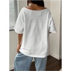 image:imageRoseSeek Womens Oversized Off Shoulder Graphic Tees  Short Sleeve Bow Letter Print T Shirts Y2K TopsWhite Blue Graphic