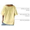 image:imageRoseSeek Womens Oversized Off Shoulder Graphic Tees  Short Sleeve Bow Letter Print T Shirts Y2K TopsYellow