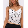 image:imageRoseSeek Womens Polka Dots Sheer Mesh Cami Tops Ruched V Neck Spaghetti Crop Top Summer Going Out TopsApricot Dots