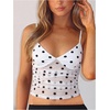 image:imageRoseSeek Womens Polka Dots Sheer Mesh Cami Tops Ruched V Neck Spaghetti Crop Top Summer Going Out TopsApricot Dots