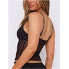 image:imageRoseSeek Womens Polka Dots Sheer Mesh Cami Tops Ruched V Neck Spaghetti Crop Top Summer Going Out TopsBlack and Red