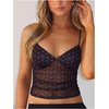 image:imageRoseSeek Womens Polka Dots Sheer Mesh Cami Tops Ruched V Neck Spaghetti Crop Top Summer Going Out TopsBlack and Red