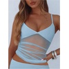 image:imageRoseSeek Womens Polka Dots Sheer Mesh Cami Tops Ruched V Neck Spaghetti Crop Top Summer Going Out TopsBlue
