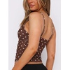 image:imageRoseSeek Womens Polka Dots Sheer Mesh Cami Tops Ruched V Neck Spaghetti Crop Top Summer Going Out TopsBrown Dots