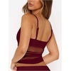 image:imageRoseSeek Womens Polka Dots Sheer Mesh Cami Tops Ruched V Neck Spaghetti Crop Top Summer Going Out TopsBurgundy