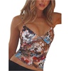 image:imageRoseSeek Womens Polka Dots Sheer Mesh Cami Tops Ruched V Neck Spaghetti Crop Top Summer Going Out TopsFloral Leopard