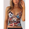 image:imageRoseSeek Womens Polka Dots Sheer Mesh Cami Tops Ruched V Neck Spaghetti Crop Top Summer Going Out TopsFloral Leopard