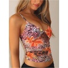 image:imageRoseSeek Womens Polka Dots Sheer Mesh Cami Tops Ruched V Neck Spaghetti Crop Top Summer Going Out TopsOrange