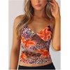 image:imageRoseSeek Womens Polka Dots Sheer Mesh Cami Tops Ruched V Neck Spaghetti Crop Top Summer Going Out TopsOrange