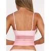 image:imageRoseSeek Womens Polka Dots Sheer Mesh Cami Tops Ruched V Neck Spaghetti Crop Top Summer Going Out TopsPink