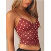 image:imageRoseSeek Womens Polka Dots Sheer Mesh Cami Tops Ruched V Neck Spaghetti Crop Top Summer Going Out TopsRed Dots