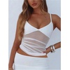 image:imageRoseSeek Womens Polka Dots Sheer Mesh Cami Tops Ruched V Neck Spaghetti Crop Top Summer Going Out TopsWhite