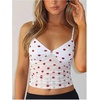 image:imageRoseSeek Womens Polka Dots Sheer Mesh Cami Tops Ruched V Neck Spaghetti Crop Top Summer Going Out TopsWhite Dots