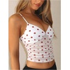 image:imageRoseSeek Womens Polka Dots Sheer Mesh Cami Tops Ruched V Neck Spaghetti Crop Top Summer Going Out TopsWhite Dots