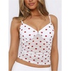 image:imageRoseSeek Womens Polka Dots Sheer Mesh Cami Tops Ruched V Neck Spaghetti Crop Top Summer Going Out TopsWhite Dots