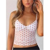 image:imageRoseSeek Womens Polka Dots Sheer Mesh Cami Tops Ruched V Neck Spaghetti Crop Top Summer Going Out TopsWhite Heart