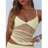 image:imageRoseSeek Womens Polka Dots Sheer Mesh Cami Tops Ruched V Neck Spaghetti Crop Top Summer Going Out TopsYellow