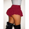 image:imageRoseSeek Womens Sequin Glitter Booty Shorts Layered Ruffle Sparkly Skirts High Waisted Club Party Rave Cheeky SkortsPure Red