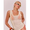 image:imageRoseSeek Womens Sheer Square Neck Tank Top Sleeveless Fitted Vacation Summer Tops Basic ShirtApricot