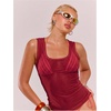 image:imageRoseSeek Womens Sheer Square Neck Tank Top Sleeveless Fitted Vacation Summer Tops Basic ShirtBurgundy