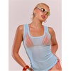 image:imageRoseSeek Womens Sheer Square Neck Tank Top Sleeveless Fitted Vacation Summer Tops Basic ShirtLight Blue