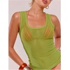 image:imageRoseSeek Womens Sheer Square Neck Tank Top Sleeveless Fitted Vacation Summer Tops Basic ShirtOlive Green