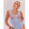 image:imageRoseSeek Womens Sheer Square Neck Tank Top Sleeveless Fitted Vacation Summer Tops Basic ShirtWater Blue