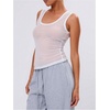 image:imageRoseSeek Womens Sheer Square Neck Tank Top Sleeveless Fitted Vacation Summer Tops Basic ShirtWhite