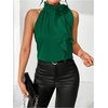 image:imageRoseSeek Womens Summer Halter Tops Floral Appliques Sleeveless Work Shirts Blouses for Women Dressy CasualGreen