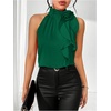 image:imageRoseSeek Womens Summer Halter Tops Floral Appliques Sleeveless Work Shirts Blouses for Women Dressy CasualGreen