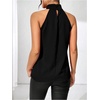 image:imageRoseSeek Womens Summer Halter Tops Floral Appliques Sleeveless Work Shirts Blouses for Women Dressy CasualPure Black
