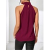 image:imageRoseSeek Womens Summer Halter Tops Floral Appliques Sleeveless Work Shirts Blouses for Women Dressy CasualPure Burgundy