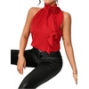 image:imageRoseSeek Womens Summer Halter Tops Floral Appliques Sleeveless Work Shirts Blouses for Women Dressy CasualRed