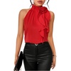 image:imageRoseSeek Womens Summer Halter Tops Floral Appliques Sleeveless Work Shirts Blouses for Women Dressy CasualRed