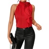 image:imageRoseSeek Womens Summer Halter Tops Floral Appliques Sleeveless Work Shirts Blouses for Women Dressy CasualRed