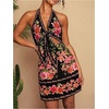 image:imageRoseSeek Womens Tropical Floral Backless Halter Dresses Cut Out Knot Front Sleeveless Vacation Short DressBlack