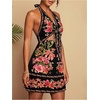 image:imageRoseSeek Womens Tropical Floral Backless Halter Dresses Cut Out Knot Front Sleeveless Vacation Short DressBlack