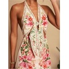 image:imageRoseSeek Womens Tropical Floral Backless Halter Dresses Cut Out Knot Front Sleeveless Vacation Short DressPink