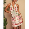 image:imageRoseSeek Womens Tropical Floral Backless Halter Dresses Cut Out Knot Front Sleeveless Vacation Short DressPink